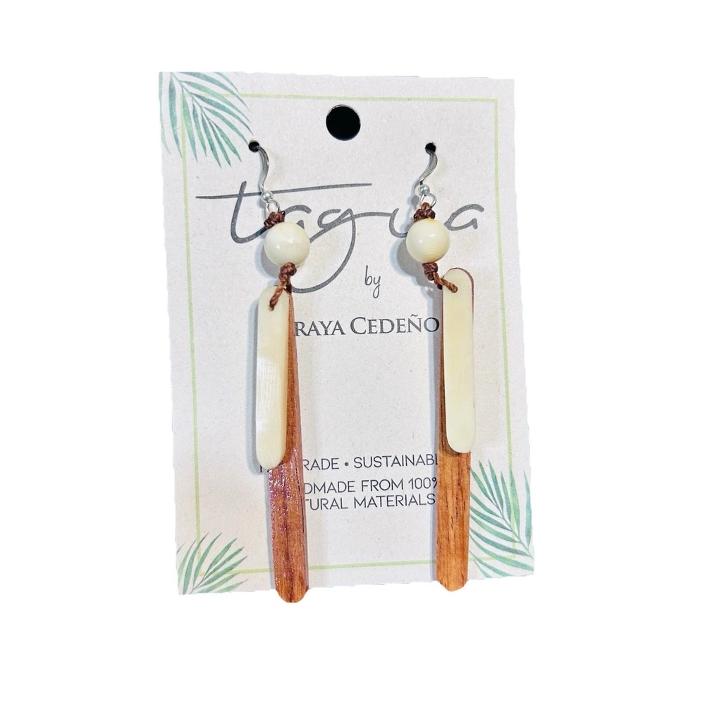 Tagua Nut Earrings Ivory Unique Handmade 100% Natural Material Ecuador